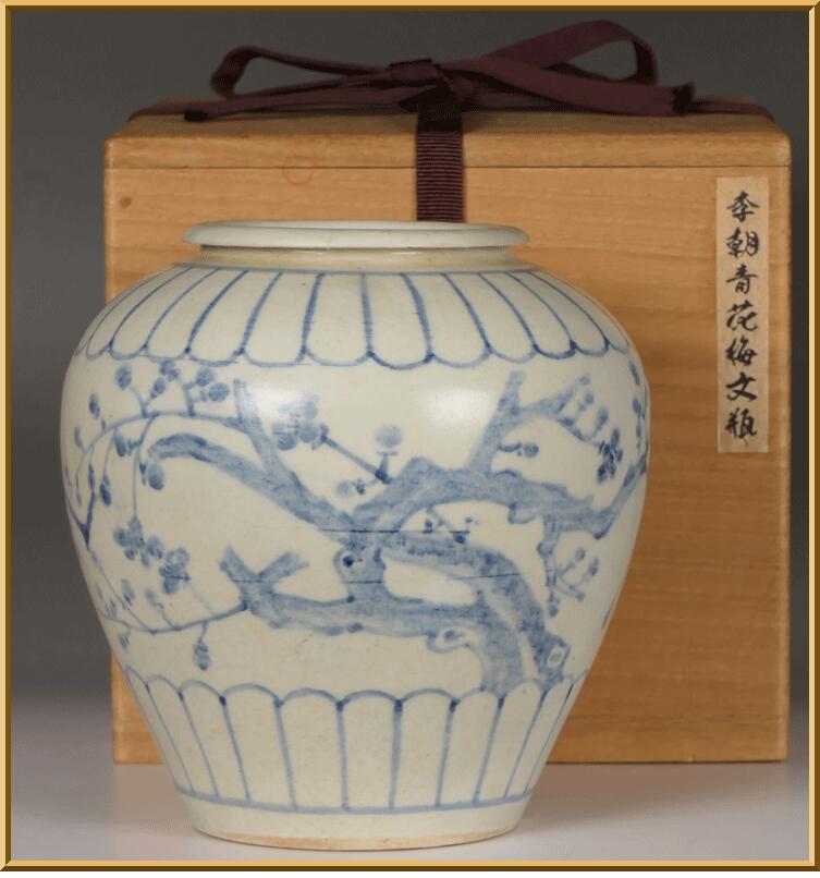 李朝面取り八角形大徳利 青磁寿草花紋貴重美品 サービス品